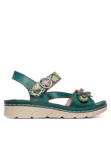 Laura Vita Sandały Dorry 21 Niebieski. Niebieskie sandały LAURA VITA, bez wzorów, ze skóry, bez obcasa, na płaskiej podeszwie, bez zapięcia. Za 389,99 zł.