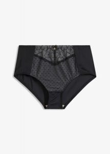 Figi modelujące. Czarne figi bonprix, bez wzorów. Za 47,99 zł.