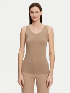 Marc O'Polo Top 503 2001 50001 Beżowy Slim Fit. Brązowe topy Marc O'Polo, xs, bez wzorów, z bawełny, bez kołnierzyka, bez ramiączek. Za 89,99 zł.