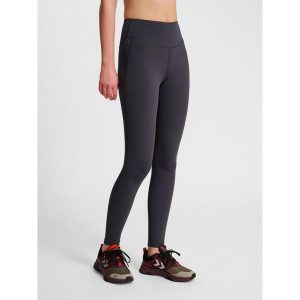 Damskie legginsy Hummel Pulse. Brązowe legginsy Hummel, bez wzorów, z podwyższonym stanem. Za 270,50 zł.