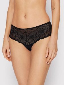 Chantelle Figi brazylijskie Fleurs C12M40 Czarny. Czarne figi Chantelle, bez wzorów, z syntetyku. Za 149,99 zł.