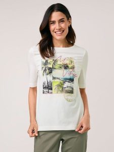 Gerry Weber Koszulka w kolorze białym rozmiar: 40. Białe bluzki Gerry Weber, bez wzorów, bez kołnierzyka, bez ramiączek. Za 83,42 zł.