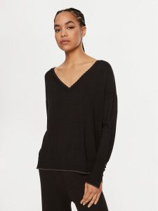 Liu Jo Sweter WF4009 Czarny Reglan Fit. Czarne swetry klasyczne Liu Jo, xs, z syntetyku, bez kołnierzyka. Za 599,99 zł.