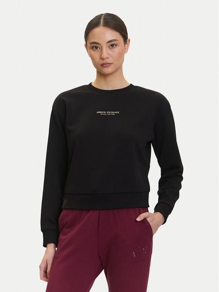 Armani Exchange Bluza XW001451 AF10830 MC021 Czarny Relaxed Fit. Czarne bluzy Armani Exchange, xs, bez wzorów, z bawełny, bez kaptura. Za 269,99 zł.