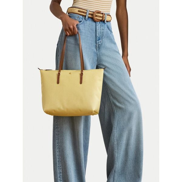 Torebka LAUREN RALPH LAUREN. Żółte shopper bag Lauren Ralph Lauren, bez wzorów, bez dodatków. Za 416,99 zł.