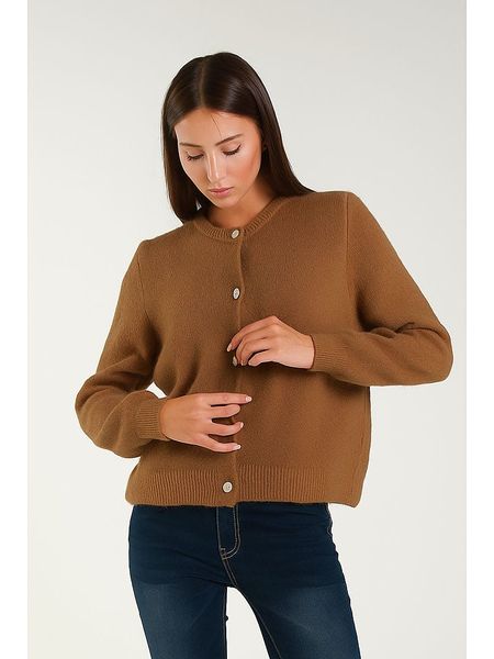 Tamba Kardigan w kolorze jasnobrązowym rozmiar: 36/38. Brązowe kardigany Tamba, bez wzorów, z wełny, bez ramiączek. Za 166,88 zł.