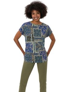 Heine Koszulka w kolorze niebiesko-zielonym rozmiar: 38. Niebieskie bluzki Heine, bez wzorów, bez kołnierzyka, bez ramiączek. Za 56,79 zł.