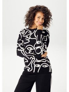 Aniston Sweter w kolorze czarno-białym rozmiar: 44. Czarne swetry oversize Aniston, bez wzorów, bez ramiączek. Za 91,56 zł.