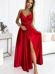 Sukienka Model Juliet 512-5 Red - Numoco. Czerwone sukienki NUMOCO, na co dzień, l, z aplikacjami, z elastanu, eleganckie, bez kołnierzyka, plus size, bez ramiączek, maxi, proste. Za 485,92 zł.