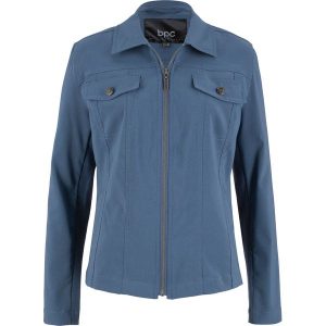 Kurtka z bengaliny z wstawkami w prążek bonprix indygo. Kurtki marki bonprix. Za 124,99 zł.