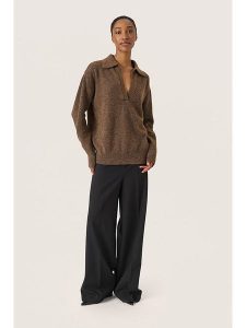 Soaked in Luxury Sweter w kolorze ciemnobrązowym rozmiar: XXL. Brązowe swetry oversize Soaked in Luxury, xxl, bez wzorów, bez ramiączek. Za 158,47 zł.