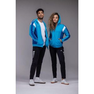 Kurtka treningowa Erima Celebrate 125 z kapturem niebieska. Niebieskie kurtki Erima, bez wzorów, z kapturem. Za 342,99 zł.