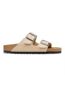 Birkenstock Klapki "Arizona" w kolorze beżowym rozmiar: 41. Brązowe klapki Birkenstock, bez wzorów, z otwartym noskiem, bez obcasa. Za 333,81 zł.