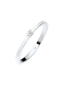 Elli DIAMONDS Damski zaręczynowy soliter diament (0.03 ct.) w srebrze 925 Sterling Silver Pierścionki 1 ct. Szare pierścionki Elli DIAMONDS, z diamentem, srebrne. Za 458,14 zł.