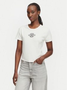 HUGO T-Shirt Delanor_4 50570857 Biały Cropp Fit. Białe t-shirty Hugo, xs, bez wzorów, z bawełny, bez kołnierzyka, bez ramiączek. Za 254,99 zł.