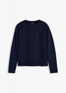Sweter oversize. Niebieskie swetry klasyczne bonprix, bez kołnierzyka. Za 94,99 zł.