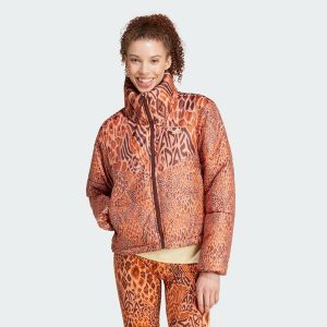 Kurtka adidas x FARM Rio Padded. Brązowe kurtki ADIDAS, m, bez wzorów, z materiału, bez kaptura. W wyprzedaży za 405,10 zł.