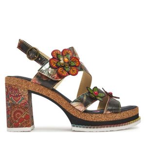 Sandały Laura Vita. Czarne sandały LAURA VITA, bez wzorów, bez obcasa, na słupku, bez zapięcia. Za 299,99 zł.