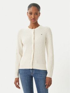 Tommy Hilfiger Kardigan WW0WW43329 Écru Regular Fit. Białe kardigany TOMMY HILFIGER, z bawełny. Za 540,99 zł.