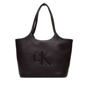 Torebka Calvin Klein. Czerwone shopper bag Calvin Klein, bez wzorów, bez dodatków. Za 529,99 zł.