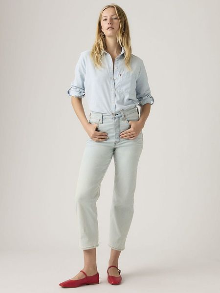 Levi's Dżinsy - Straight fit - w kolorze błękitnym rozmiar: W30/L27. Niebieskie jeansy Levi's®, z aplikacjami, ze skóry, z podwyższonym stanem. Za 309,95 zł.