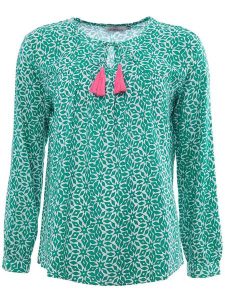 Zwillingsherz Bluzka "Irma" w kolorze zielonym rozmiar: L/XL. Zielone bluzki Zwillingsherz, l, bez wzorów, z wiskozy, bez kołnierzyka, bez ramiączek. Za 96,60 zł.