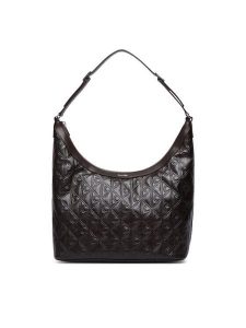 Calvin Klein Torebka Emblem Aop Debossed Medium Shbag LV04F3875G Brązowy. Brązowe torebki klasyczne Calvin Klein, bez wzorów, ze skóry, bez dodatków. Za 649,99 zł.