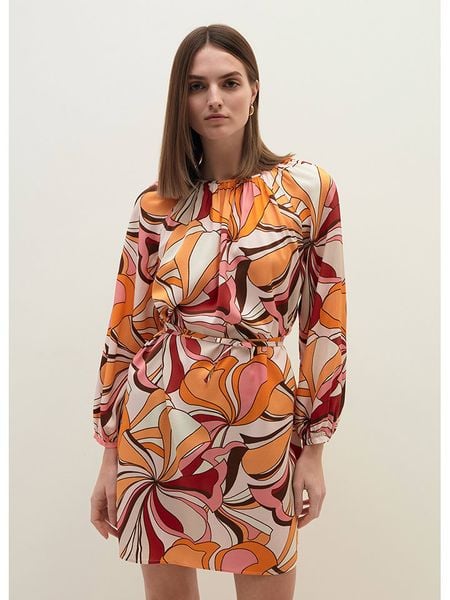 STEFANEL Sukienka ze wzorem rozmiar: 38. Sukienki Stefanel, bez wzorów, z tkaniny, bez kołnierzyka, bez ramiączek, mini. Za 152,98 zł.