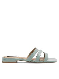 Nine West Klapki 123AL1207-1 Niebieski. Niebieskie klapki Nine West, bez wzorów, ze skóry, bez obcasa. Za 107,99 zł.