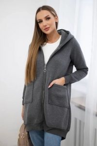 Bluza ocieplana z suwakiem z tyłu grafitowa. Szare bluzy KESI, l, bez wzorów, z bawełny, bez kaptura. Za 258,24 zł.
