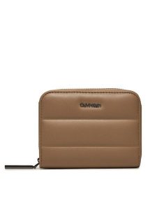 Calvin Klein Portfel Line Quilt Medium Zip Around K60K612201 Brązowy. Brązowe portfele Calvin Klein, bez wzorów, ze skóry. Za 149,99 zł.