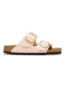 Birkenstock Klapki "Arizona" w kolorze jasnoróżowym rozmiar: 40. Różowe klapki Birkenstock, bez wzorów, z otwartym noskiem, bez obcasa. Za 434,85 zł.