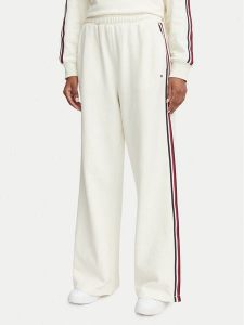 Tommy Hilfiger Spodnie dresowe UW0UW06628 Kremowy Wide Leg. Białe spodnie dresowe TOMMY HILFIGER, s, bez wzorów, z bawełny. Za 329,99 zł.
