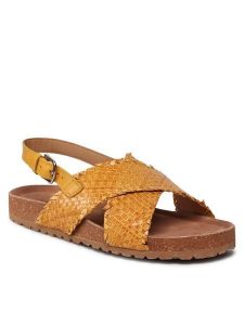Lasocki Sandały WI12-MARIYO-02 Żółty. Żółte sandały Lasocki, bez wzorów, ze skóry, bez obcasa, na płaskiej podeszwie, bez zapięcia. Za 169,99 zł.
