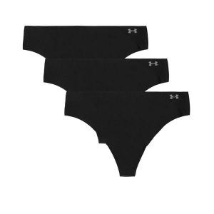 Majtki damskie stringi Under Armour Pure Stretch 3-PAK. Czarne stringi Under Armour, bez wzorów, z bawełny. Za 81,48 zł.