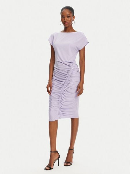 Patrizia Pepe Sukienka codzienna 2A2871/J294-M531 Fioletowy Regular Fit. Fioletowe sukienki Patrizia Pepe, na co dzień, m, bez wzorów, z syntetyku, bez kołnierzyka, bez ramiączek, proste. Za 509,00 zł.