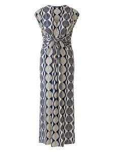 Miss Lagotte Sukienka w kolorze granatowo-kremowym rozmiar: 42. Brązowe sukienki Miss Lagotte, bez wzorów, bez kołnierzyka, bez ramiączek, maxi. Za 188,40 zł.