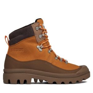 Trapery Palladium. Brązowe buty zimowe Palladium, bez obcasa, bez zapięcia. Za 829,99 zł.