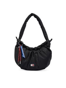 Tommy Jeans Torebka Tjw Icon Charms Shoulder Bag AW0AW18780 Czarny. Czarne torebki klasyczne Tommy Jeans, bez wzorów, z jeansu, bez dodatków. Za 369,99 zł.