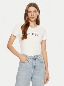 Guess T-Shirt O5RI01 KBBU1 Biały Slim Fit. Białe t-shirty Guess, xl, z aplikacjami, z bawełny, bez kołnierzyka, bez ramiączek. Za 89,99 zł.