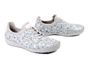 RIEKER 52575-90 multi, półbuty damskie. Półbuty Rieker, bez wzorów, bez obcasa, bez zapięcia. Za 349,90 zł.