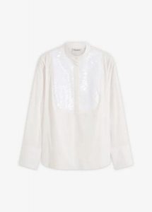 Tunika z cekinami. Czarne tuniki bonprix, z aplikacjami, eleganckie, bez kołnierzyka, bez ramiączek. Za 119,99 zł.