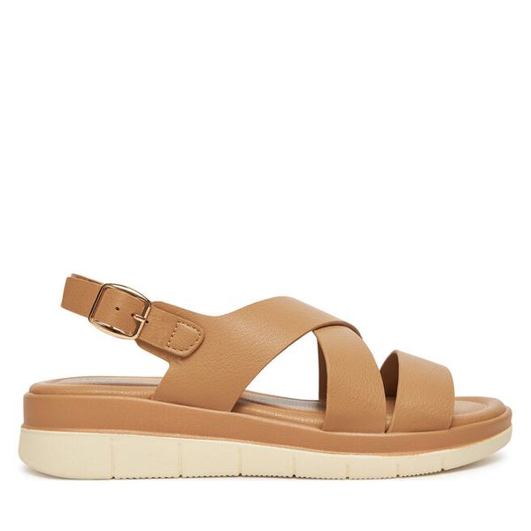 Sandały Clara Barson. Brązowe sandały Clara Barson, bez wzorów, bez obcasa, na płaskiej podeszwie, bez zapięcia. Za 99,99 zł.