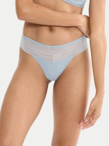 Triumph Stringi Breathe & Lift Smart 10226446 Niebieski. Niebieskie stringi Triumph, bez wzorów, z syntetyku. Za 79,99 zł.