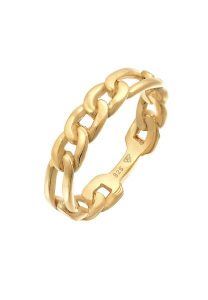 Elli Damski pierścionek z łańcuszkiem Figaro Linki Design Chunky Trend w pozłacanym srebrze 925 Sterling Silver Pierścionki 1 ct. Szare pierścionki Elli, pozłacane. Za 208,99 zł.