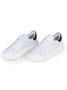 Anna Morellini Skórzane sneakersy "Silana" w kolorze biało-czarnym rozmiar: 39. Białe trampki Anna Morellini, bez wzorów, bez zapięcia. Za 377,74 zł.