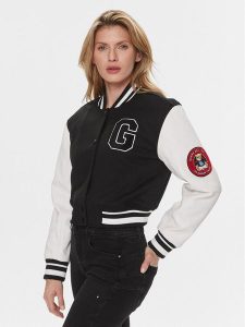 Guess Kurtka bomber W4RL56 KCD20 Czarny Relaxed Fit. Czarne kurtki Guess, xxl, z aplikacjami, z syntetyku, bez kaptura. Za 589,99 zł.