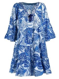BLE Sukienka w kolorze niebieskim rozmiar: M/L. Niebieskie sukienki BLE, l, bez wzorów, z bawełny, bez kołnierzyka, bez ramiączek, mini, rozkloszowane. Za 114,44 zł.