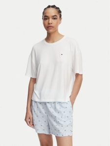 Tommy Hilfiger Piżama UW0UW06328 Biały Regular Fit. Białe piżamy TOMMY HILFIGER, bez wzorów, z wiskozy, bez ramiączek. Za 329,99 zł.