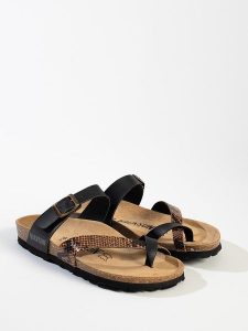 BACKSUN Japonki "Barcelone" w kolorze brązowo-czarnym rozmiar: 40. Czarne klapki Backsun, bez wzorów, z materiału, z otwartym noskiem, bez obcasa. Za 130,99 zł.